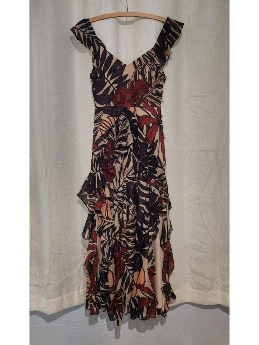 Women's Dress Midi Sleeveless Chiffon Side Slits Floral Size 0 XS NWT